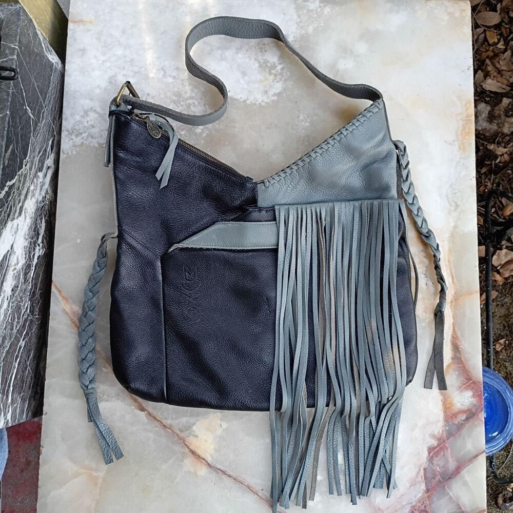 Camila Alves Muxo Genuine Leather Shoulder Bag with Leather Fringe
